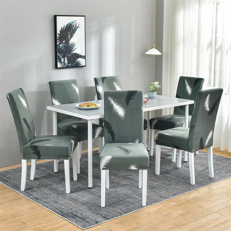 Elastic Printed Chair Cover Feather Pattern Stain-Resistant Durable Chair Cover Universal Study Living Room Dining Protector