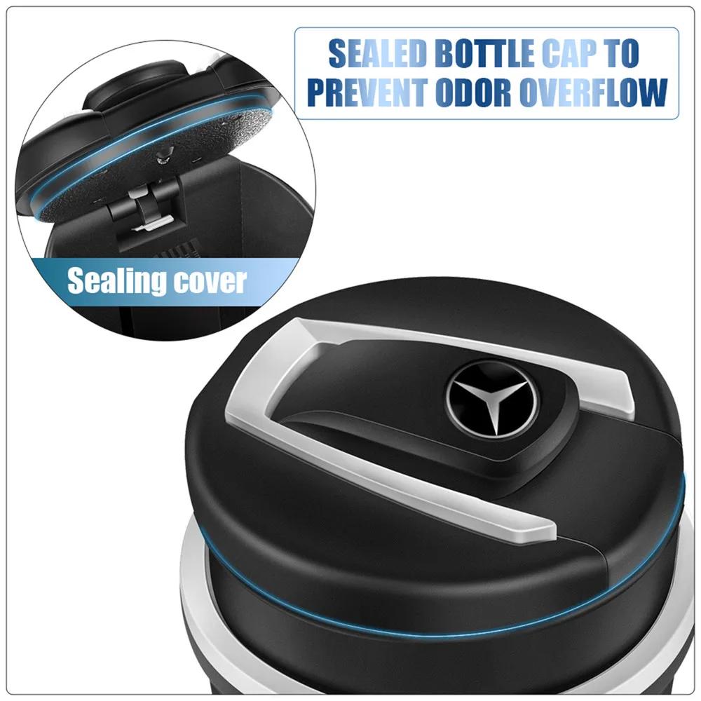 GLC GLB Car Trash Bin Storage Box High Flame Retardant LED Smell Proof Ashtray For Mercedes Benz AMG W203 W204 W164 W168 C180 E