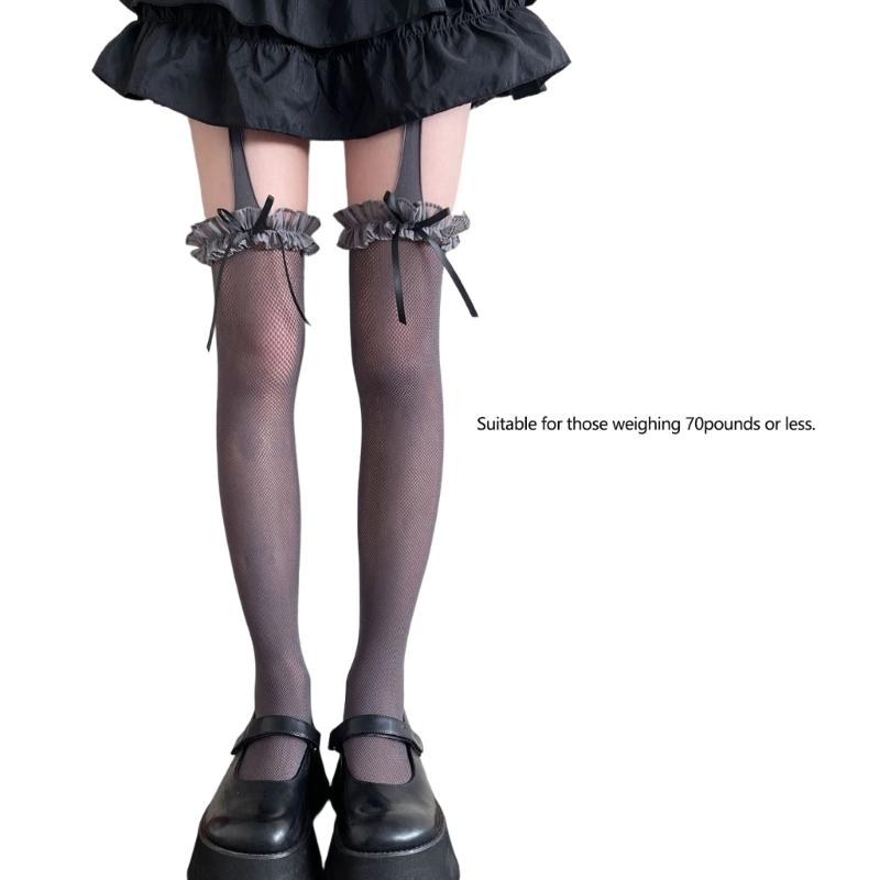 Fishnet Lace Thigh High Stockings For Women Comfortable Cotton Stretchable Socks Elegant Pantyhose Fashion Legwear