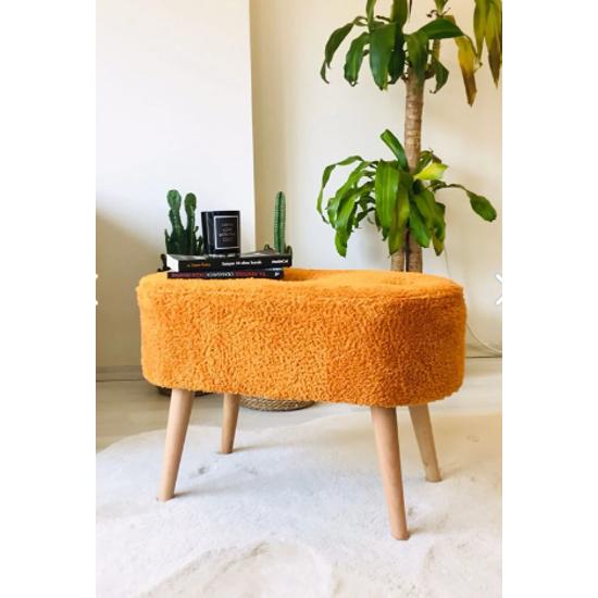 

Деревянная ножка из граба Оранжевый Пофидик Теди Овальный пуф-скамейка ручной работы