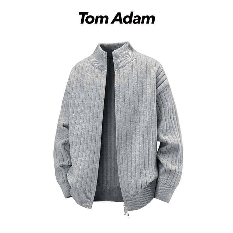 

ТОМ АДАМ Ретро Тяжелый Вязаный Кардиган на Полной Молнии L