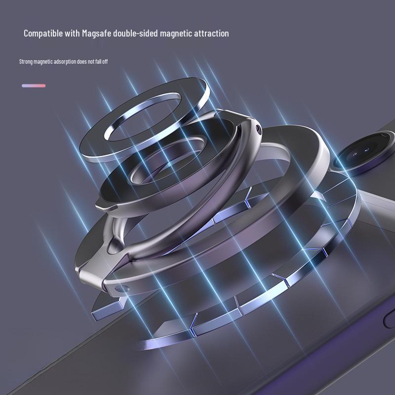 MagSafe Magnetic Finger Ring Bracket: Double-Sided Metal Support, Universal Portable Phone Ring with 360° Rotation.