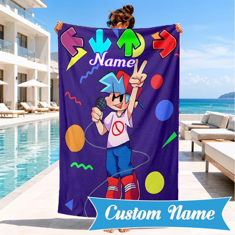 Custom Name Friday night Beach Towel Microfiber Beach Towel, Lightweight and Quick-Dry, for Summer Travel, Swimming Pool Gift