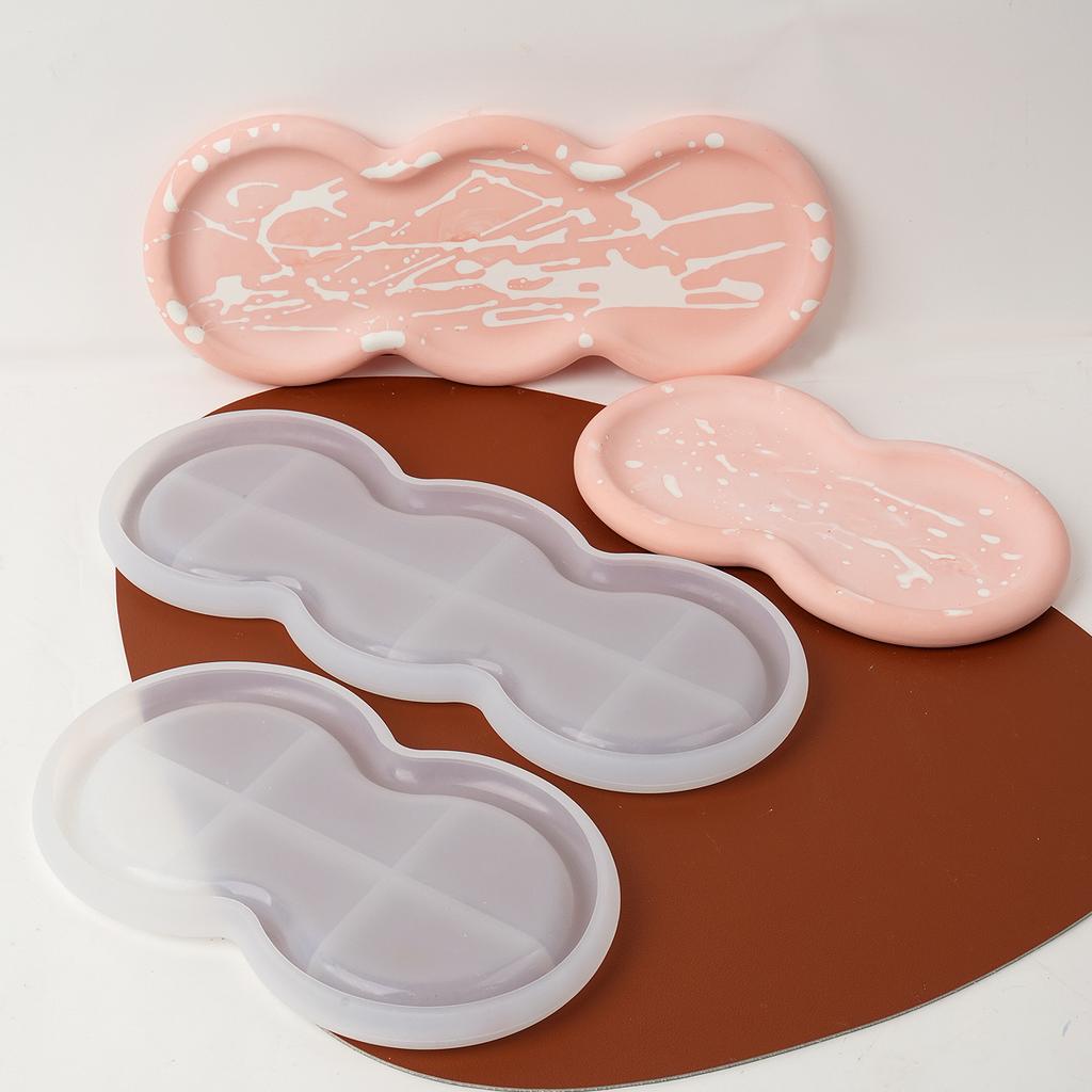 Concrete Triple Circular Tray Silicone Mold DIY Coaster Craft Making Plaster Resin Jewelry Storage Plate Casting Molds Home Deco