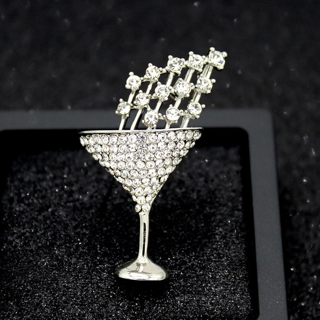 Cocktail Cup Shape Brooch for Women - Shining Rhinestone Alloy Pin, Clothing Bags Backpacks Jackets Hat Badge, Jewelry DIY Accessories