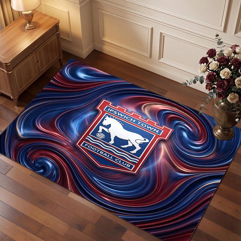 Tappeto in Velluto di Cristallo con Stampa Calcio Ipswich Town, Tappeto da Pavimento Interno Comodo Assorbente d'Acqua Antiscivolo