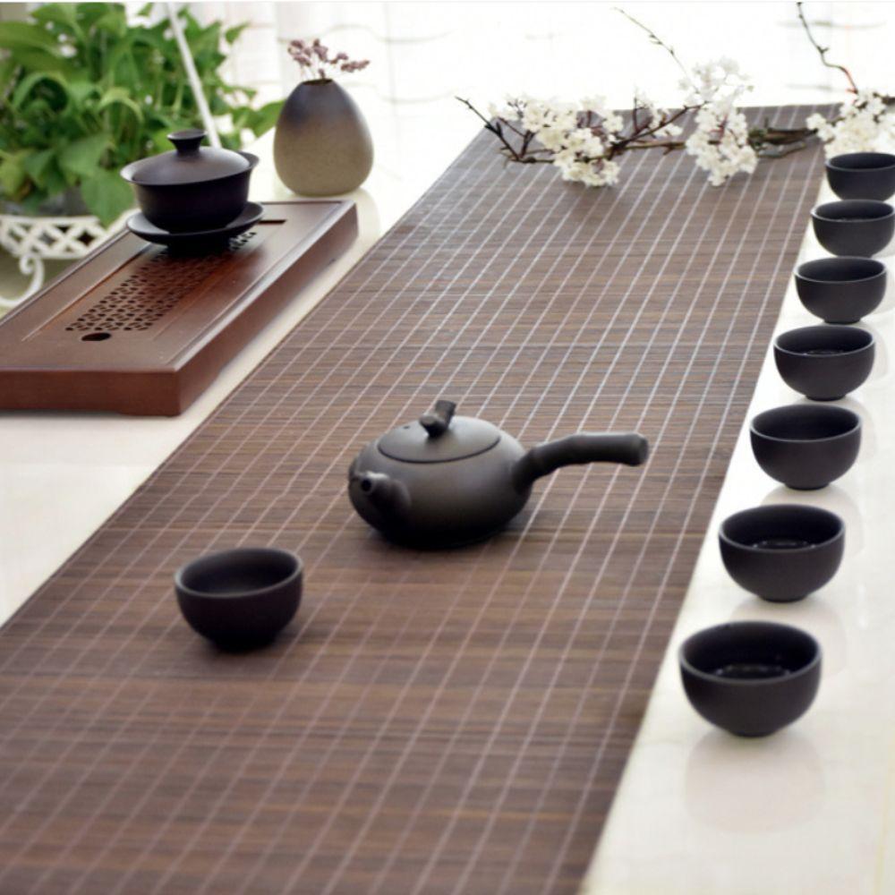 Insulated Tea Table Mat Vintage Table Pad Eco-friendly Natural Bamboo Tea Table Runner Office