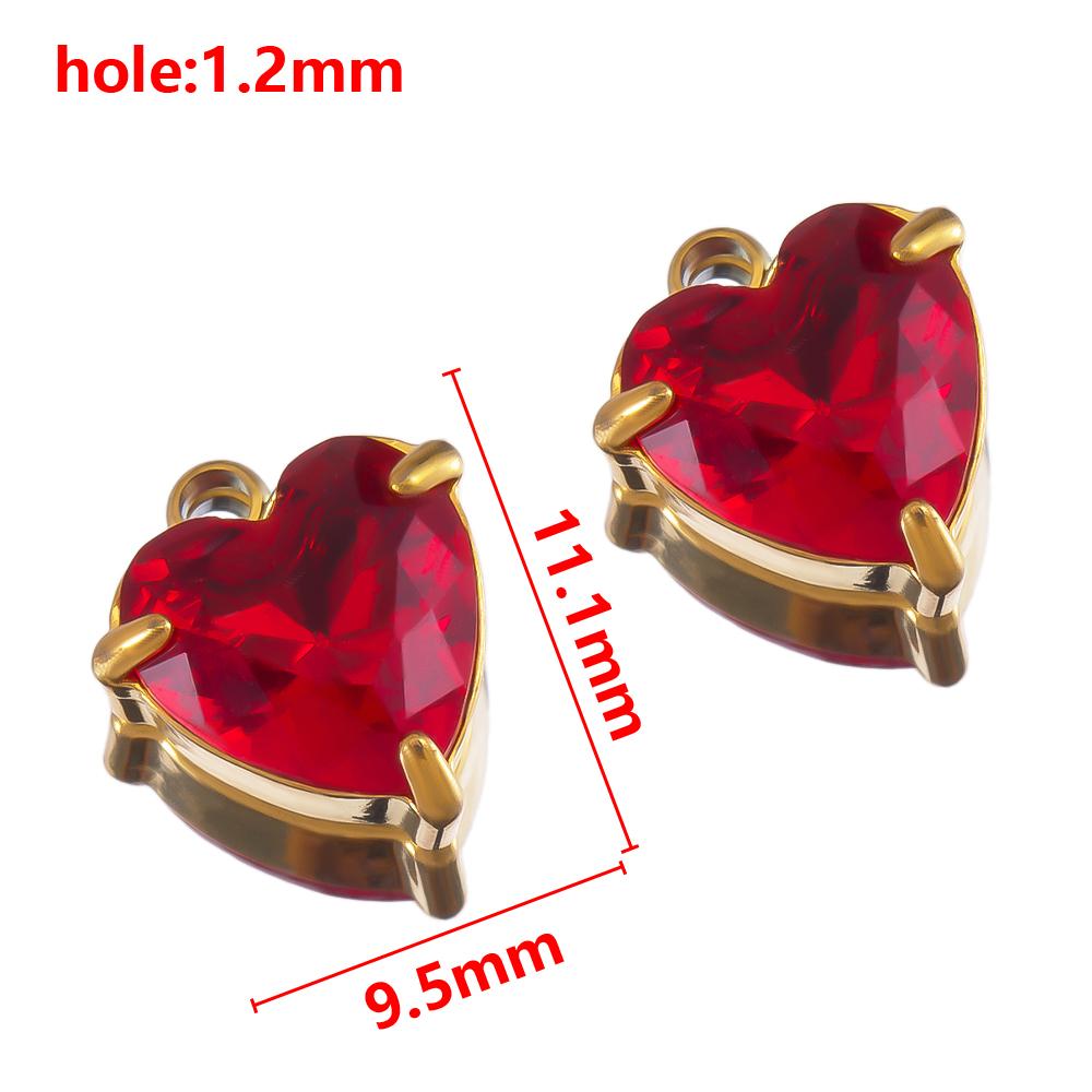 5pcs Stainless Steel Zircon Heart Pendants Base Clear Crystal Charm Beads with Hole for Necklace Making DIY Ear Jewelry Findings