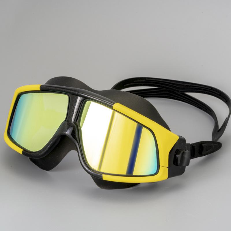 Professional Adult Myopia Goggles - Large Frame, Anti-Fog, Prescription, High-Definition Electroplated Swim Goggles for Men and Women
