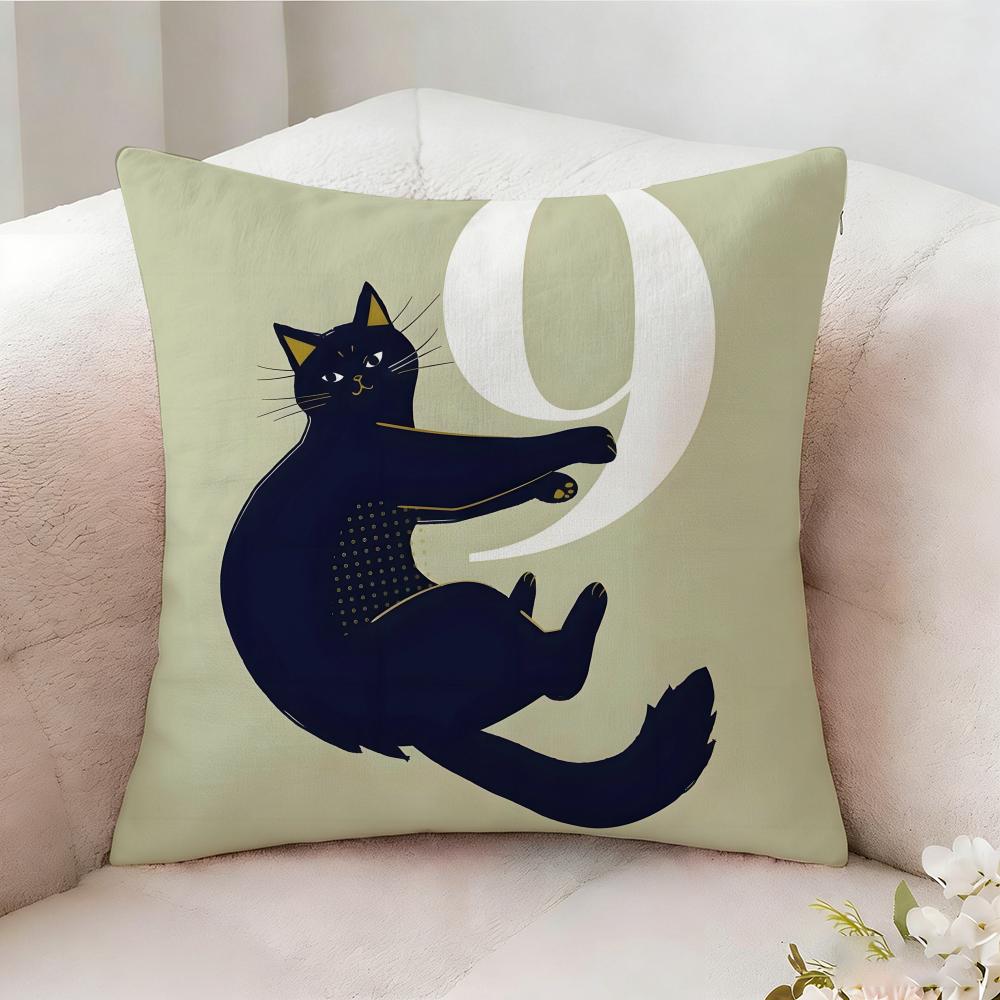 Flat Style Illustration Cat Pillow Case Pillowcase, Double-sided Printed, Sofa Cushion, Bedroom Headboard Pillow