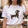 Women's Funny T Shirt with Trendy Little Dog Print 90s Casual Summer Crew Short Sleeve Tshirt Graphic Y2k Tees Tops Clothes