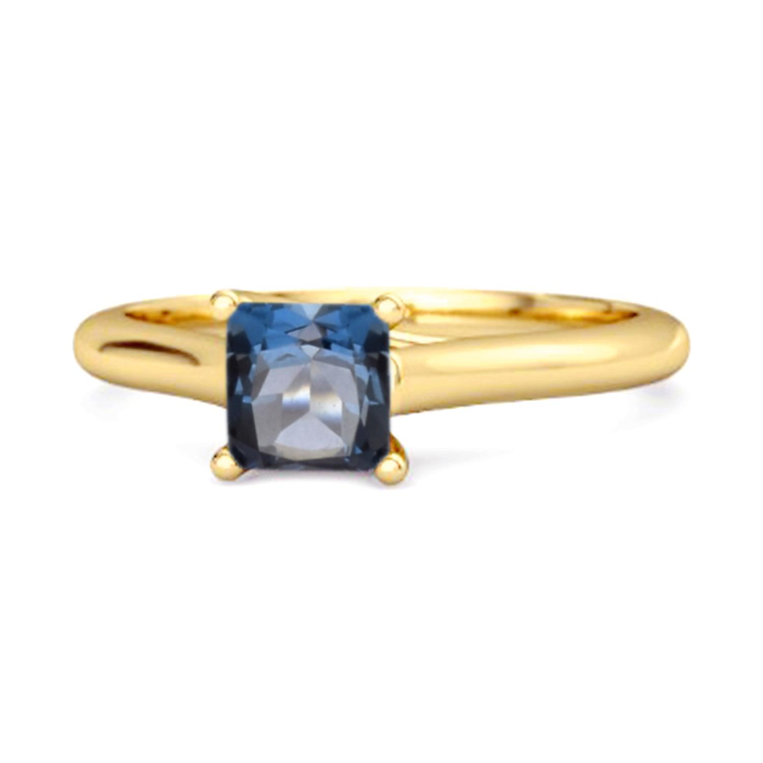 Solitaire Square Cut London Blue Topaz 925 Sterling Silver Gold Vermeil Promise Ring 12 жёлтый