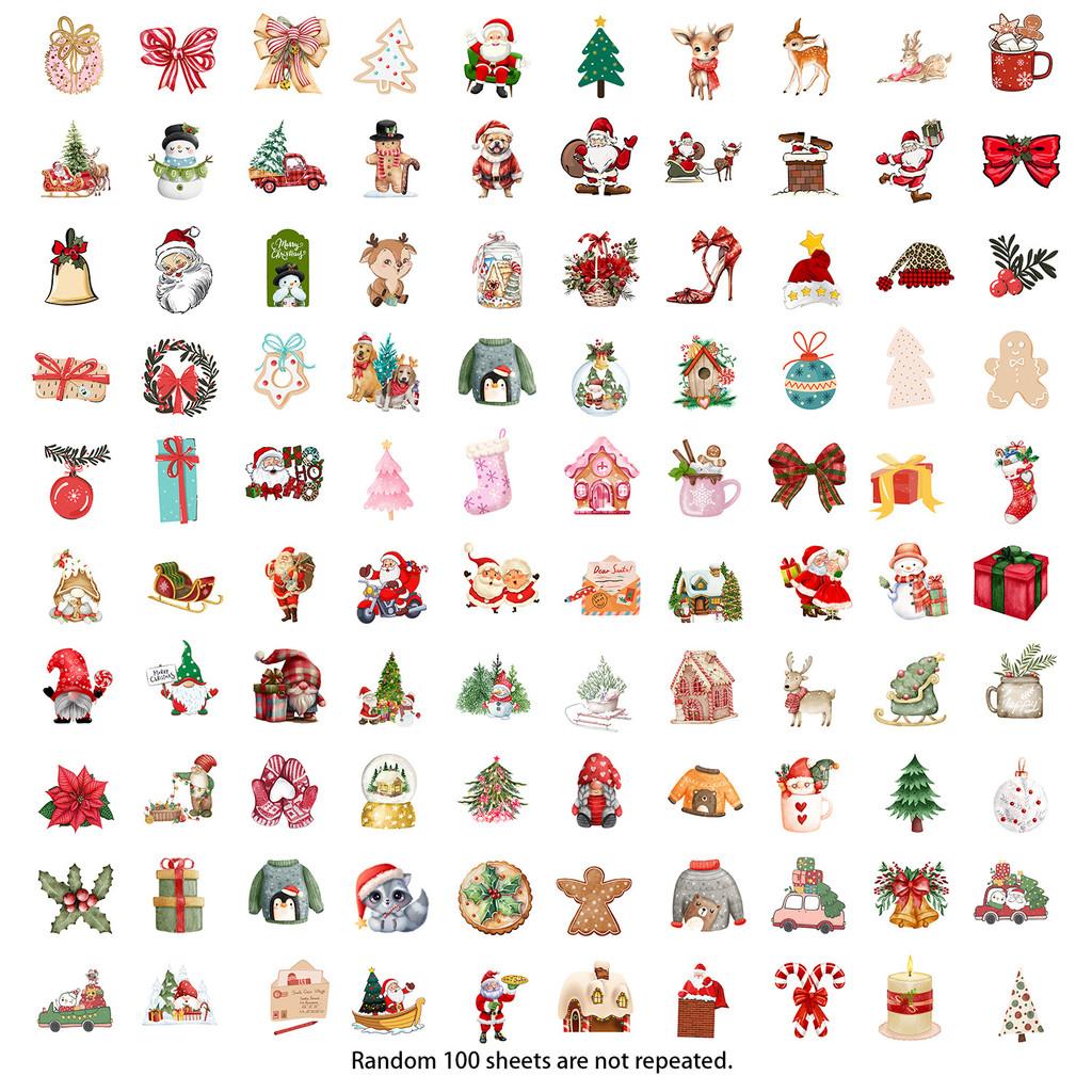 Рождественская граффити-наклейка (100/200 штук) Водонепроницаемые наклейки для чехлов телефонов, бутылок для воды, рождественские блестящие наклейки