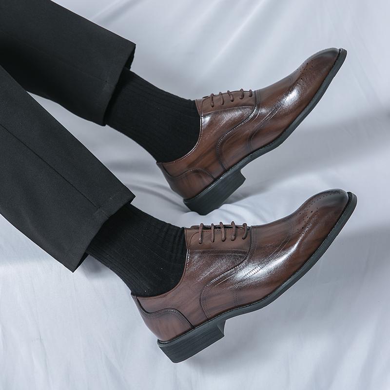 Fashion Men Oxford Shoes PU Solid Color Lace Up Low Heel Sculpture Business Formal Shoes Classic Versatile Men Shoes Large Sizes 38-46