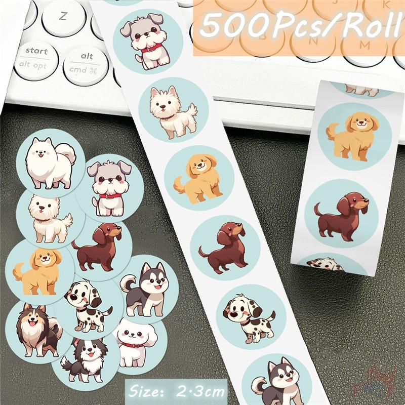 500Pcs/Roll Q Pet Dogs Kids Rewards Stickers - DIY Scrapbooks Album Decor Sealing Label Decals