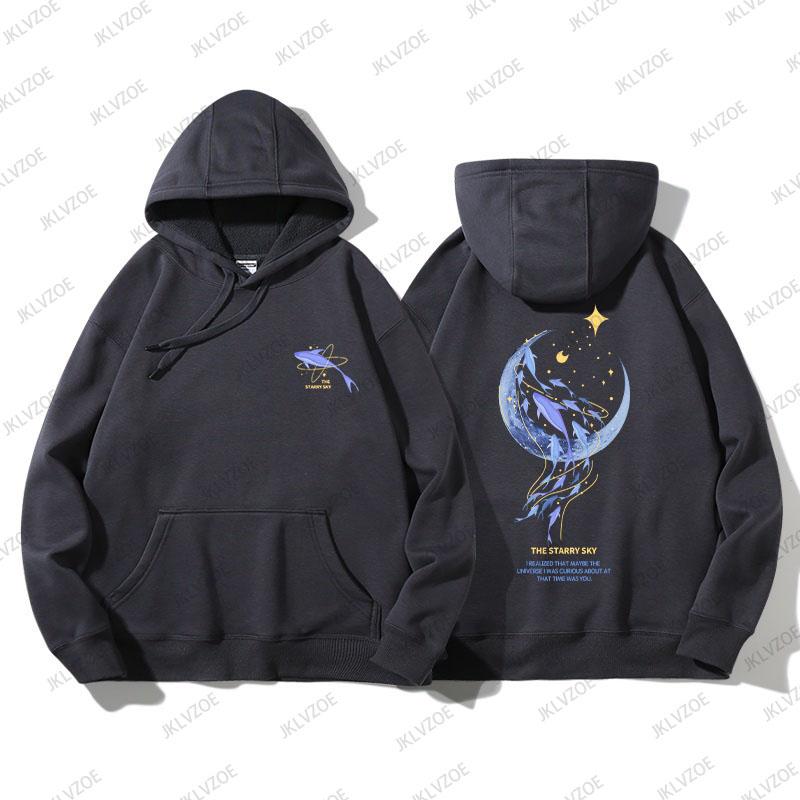 2024 New Korea Spring Autumn Women's  Hoodie Whale Print Designer Long Sleeved Sports Sweater Hoodie Unisex Oversized Clothes