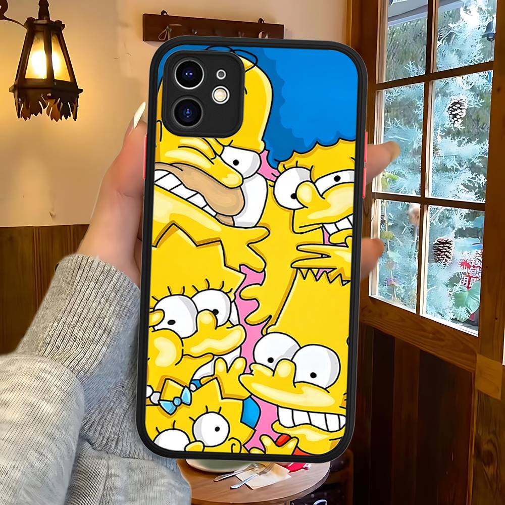 Funny Cartoon S-Simpsons Phone Case For IPhone 16 15 14 Plus 15 13 12 11 Pro Max X XS MAX Matte Cover