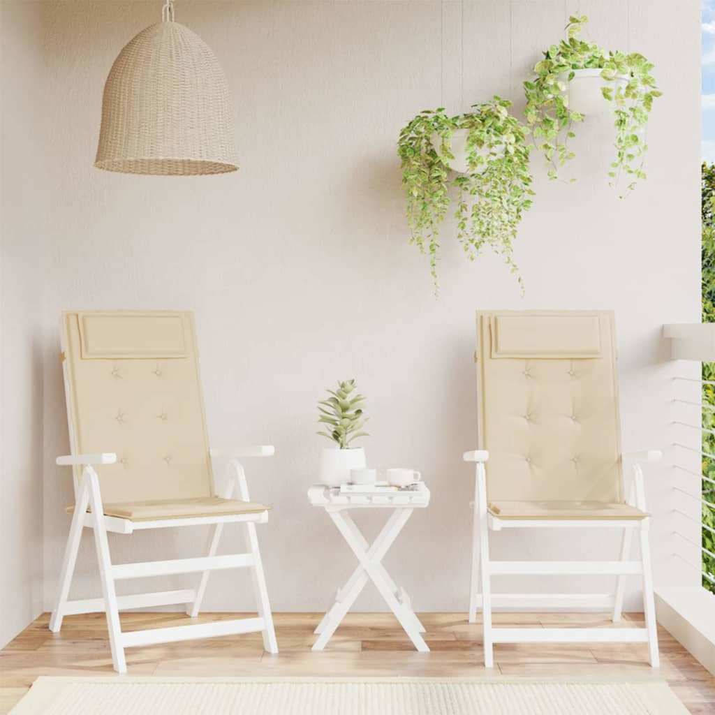 High Back Seat Cushions 2 Pcs Beige Oxford Fabric