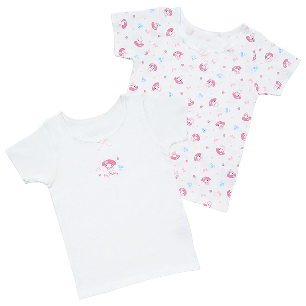 Sanrio Quilted Short Sleeve Undershirt Set My with Name 2 226131 Kids' (2 Pieces), Melody, 120cm, Cotton, Tags, Patterns,