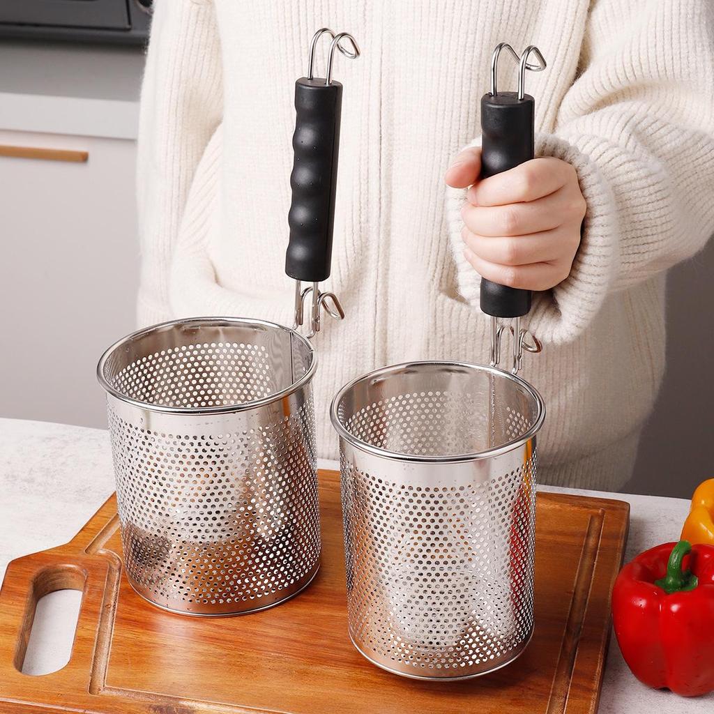 Stainless Steel Foldable Frying Basket for French Fries, Chicken Legs, and Fried Dough Sticks - Special Square Mesh Sieve.