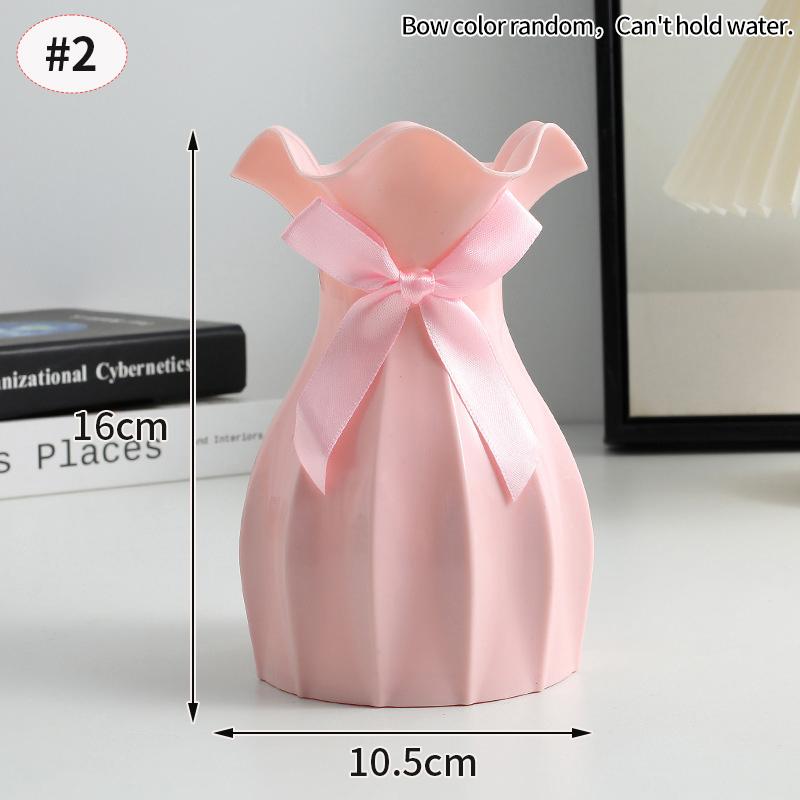 Imitation Ceramic Flower Vase Nordic Solid Color Plastic Dried Plants Vase Flower Arrangement Container Home Living Room Decor