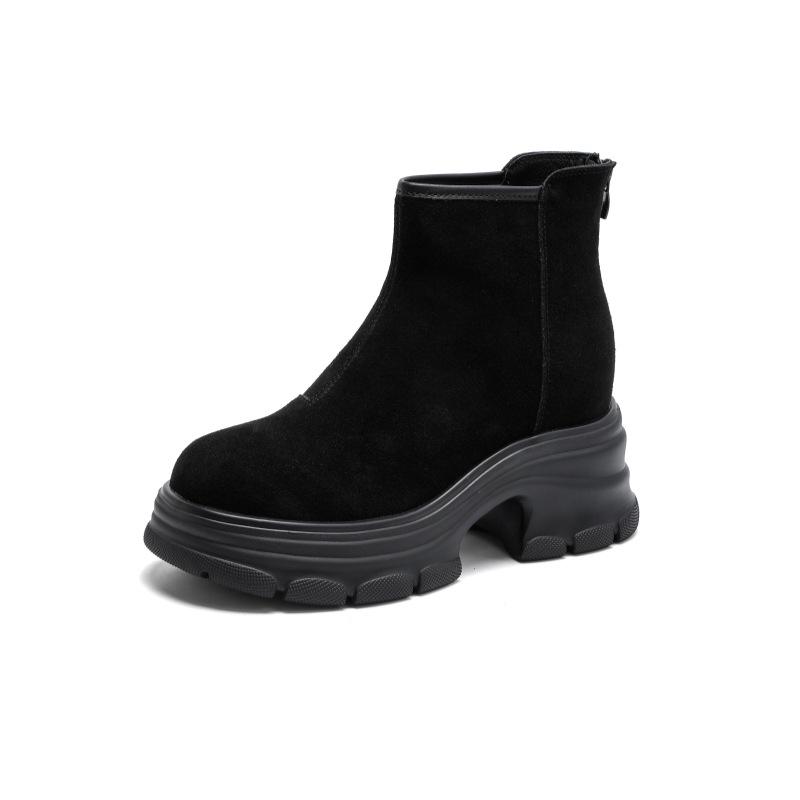 Inner heightening Martin boots women s winter new retro platform short boots thick heel fashion thin boots 39