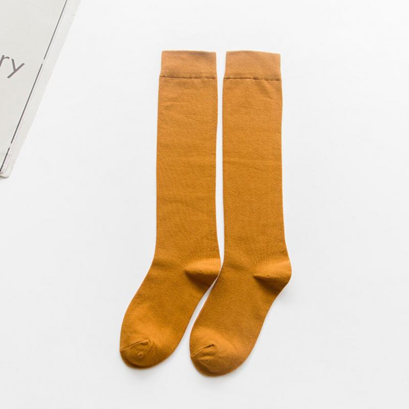1 Pair Women's Socks Autumn Winter Fashion Long Socks Preppy Style Knee Socks Solid Color High Elastic