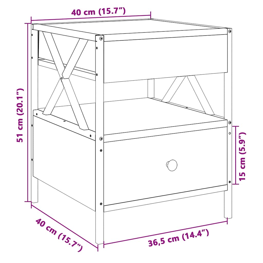 Infinity LED Coffee Table in Grey Sonoma 40x40x51 cm