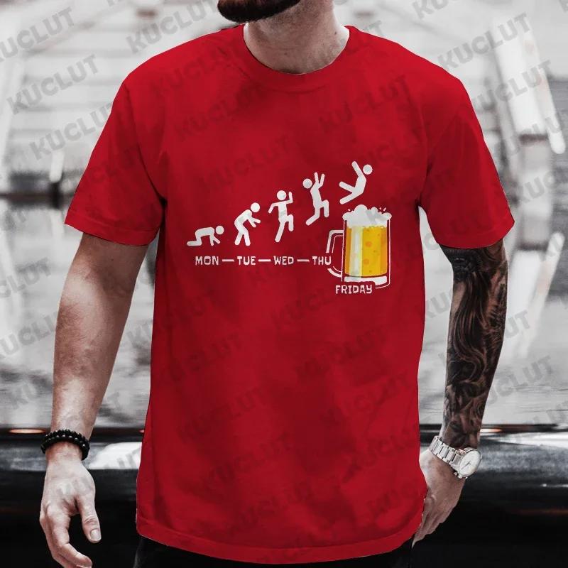 Men T-shirts Happy Friday Beer Funny Graphic T Shirts Weekend Drinking Lover Party Tees Y2k Male Oversized Clothes Streetwear