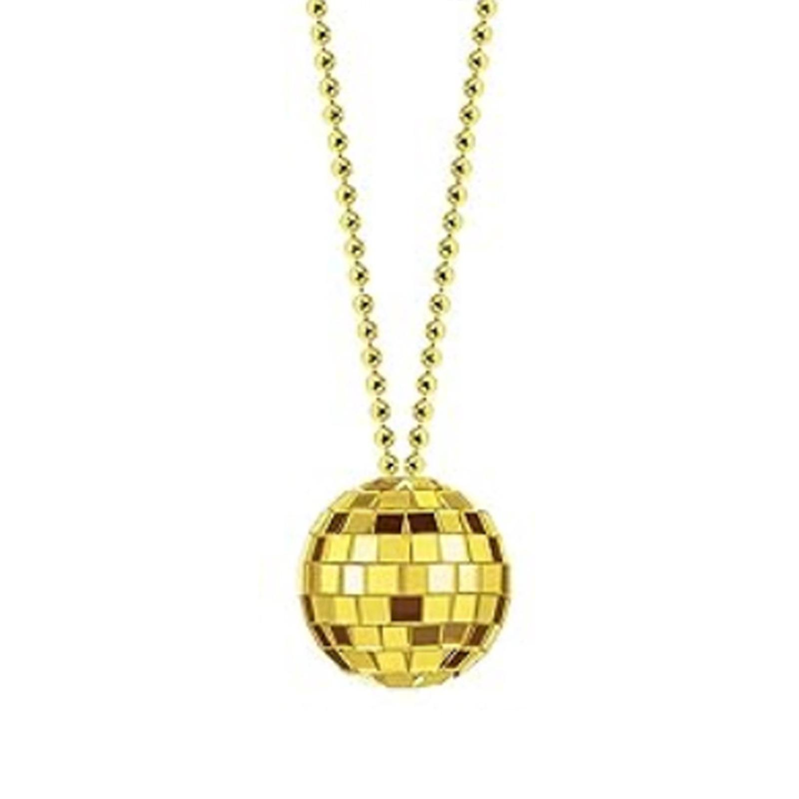 

Trendy Mirror Disco Ball Charm Necklace Fashionable Bead Chain Neckwear 70s Party Wearing Neckchain for Men Women
