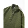 Casual Solid Waffle Half Zip Pocket Long Sleeve Stand Collar Sweatshirt