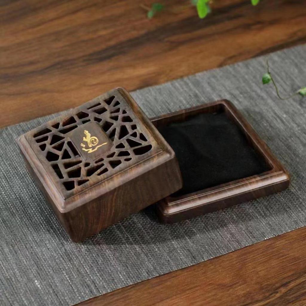 Ebony Large Wooden Sandalwood Incense Burner | Indoor Auspicious Clouds Agarwood Holder | Creative Tea Ceremony Ornament