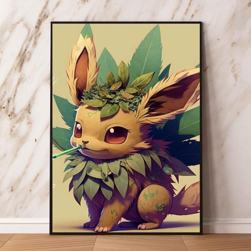 Watercolor Pokemon Decorative Paintings - Pikachu  Eevee Squirtle  Charmander  Bulbasaur Anime Art for Home Wall Decor