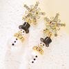 Fashionable Christmas Snowman Hoops Earrings With Crystals Details for Trendy Ladies New Year Fashion Special Gifts