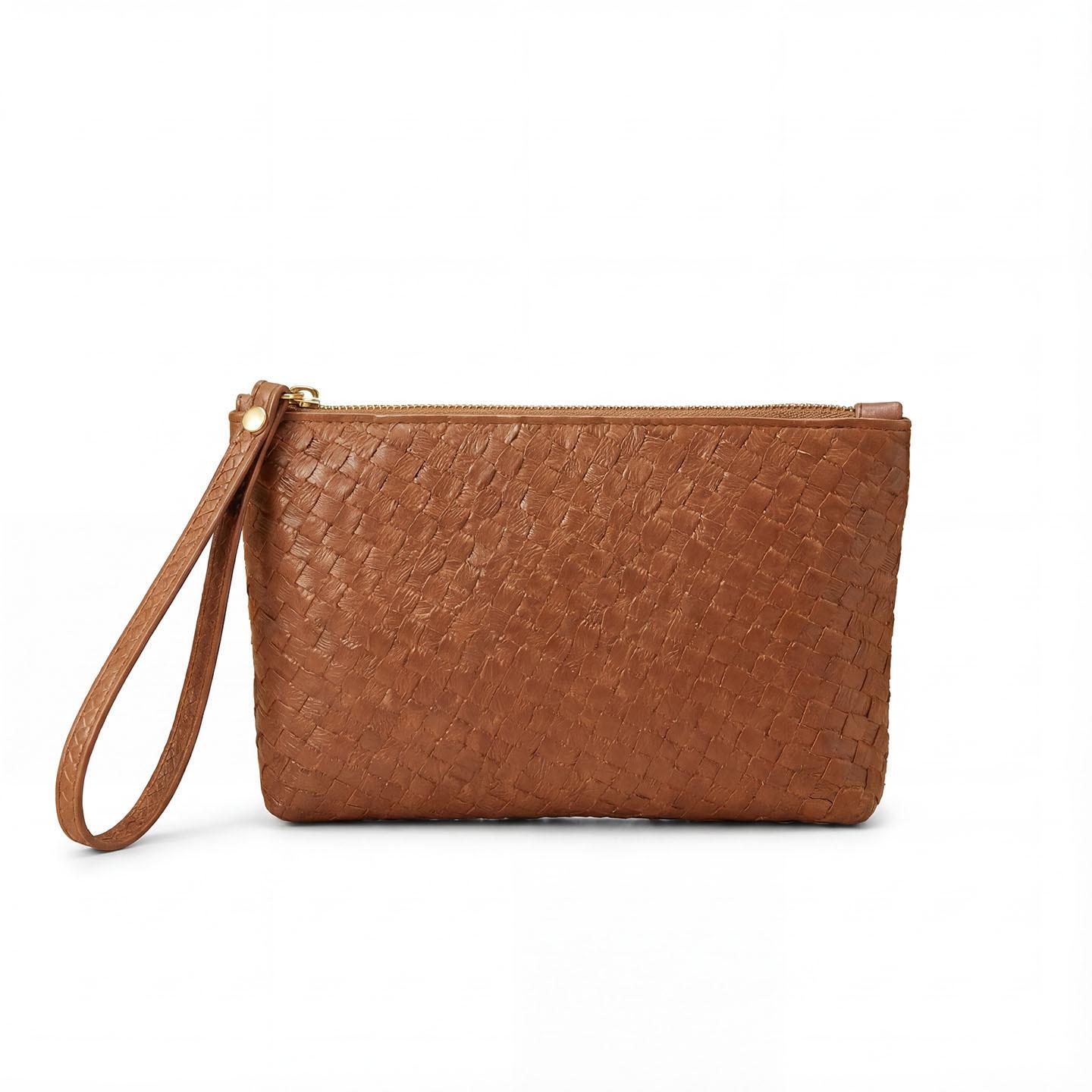 

New clutch bag large size clutch bag wide strip woven women s bag simple envelope bag clip bag коричневий