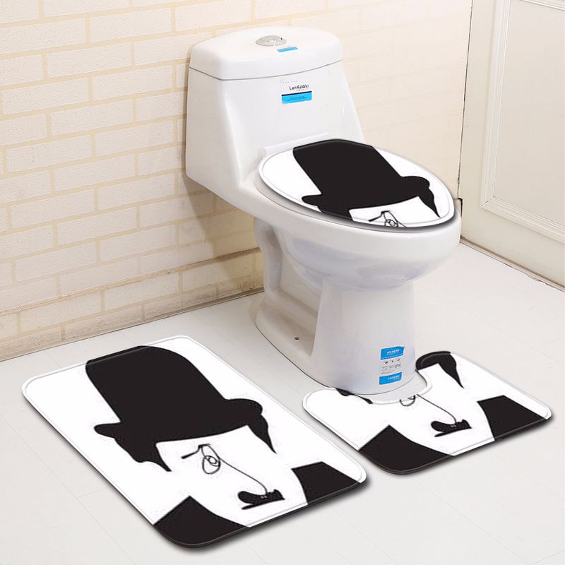 3D Character Bathroom Toilet Three-Piece Floor Mat Doormat Bathroom Carpet