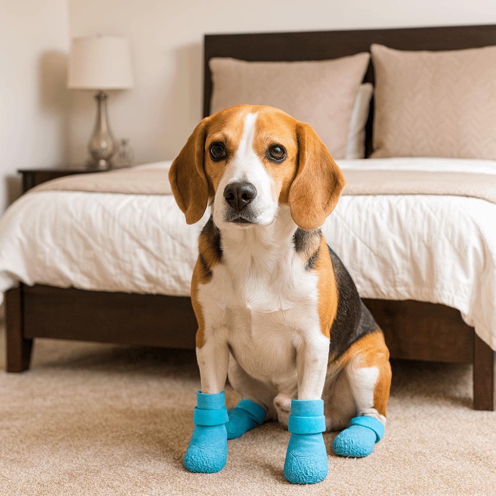 4pcs/set Fashion Adjustable Non-Slip Dog Shoes Breathable Comfortable Dog Foot Cover Wear-Resistant Waterproof Dog Boots Winter