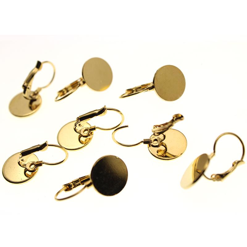 10 Stück Edelstahl Französische Hebelohrringhaken 6 8 10 12 mm passend für Cabochon-Ohrringfassungen Leere Ohrringbasis für DIY-Schmuck