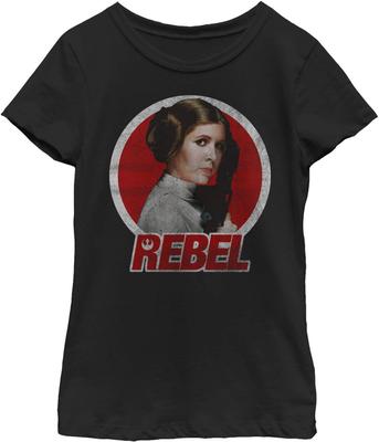 Camiseta Retrô Rebelde Princesa Leia Menina Star Wars - Preta - X Grande