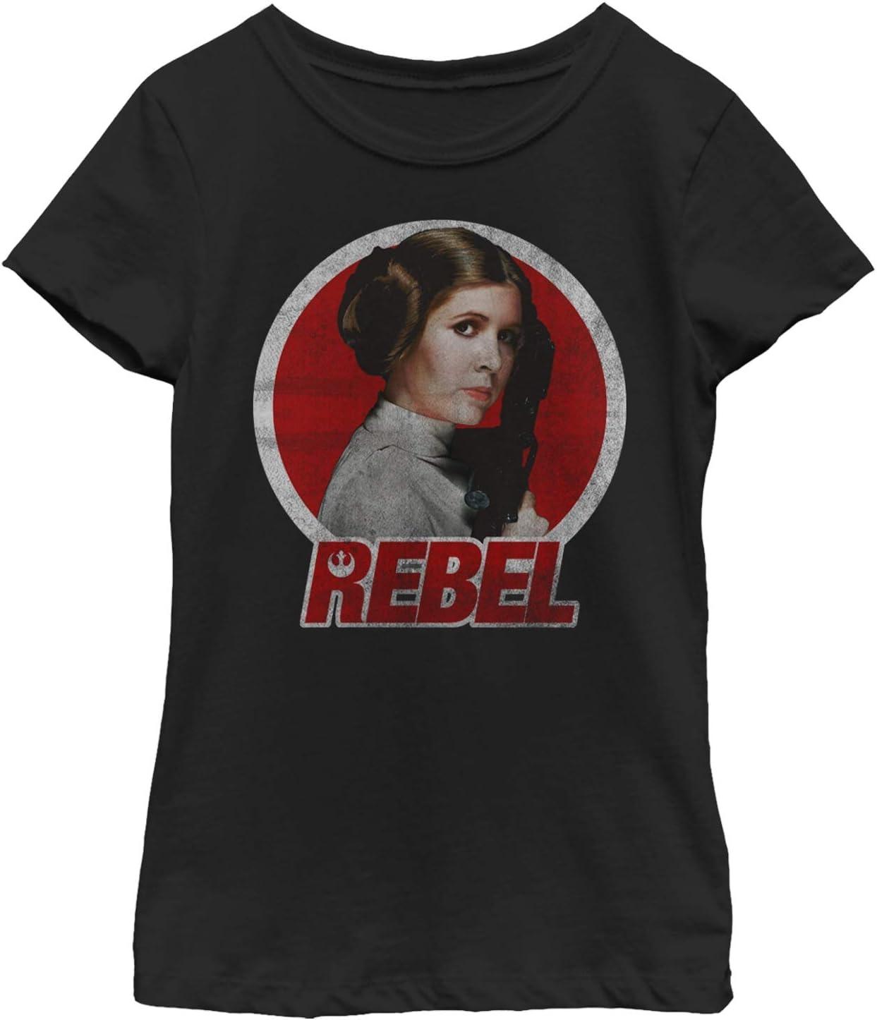 Звездные войны Девочка Принцесса Лея Ретро Бунтарская Футболка - Черная - X Большой S