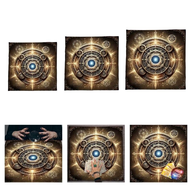 Fleece Tarots Cloth 50x50cm/60x60cm/75x75cm Soft Divination Mat with Mystical Pattern Suitable for Psychic Reading