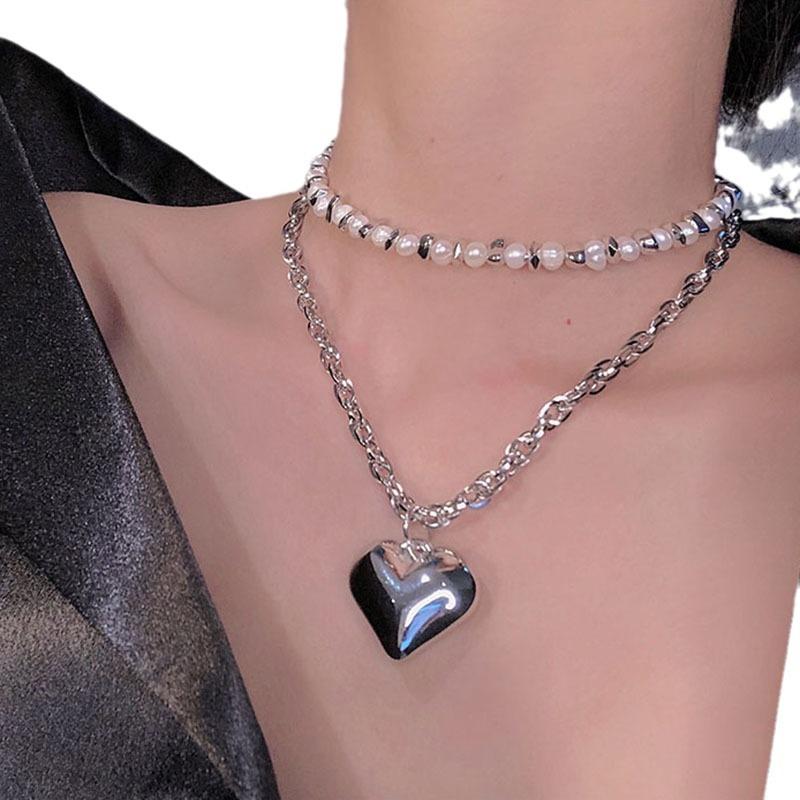 

Ins Cool Style Splicing Necklace Men s and Women s Street Collar Chain Multi Layer Stacked Neck Chain 50CM