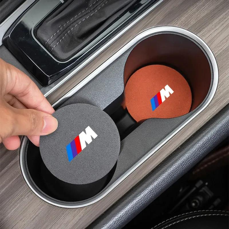 2Pcs Car Water Cup Bottle Holder Anti-slip Mat Pad Suede For BMW M E46 E90 E60 F10 F30 E39 E36 F20 E87 G30 E92 E91 Accessory