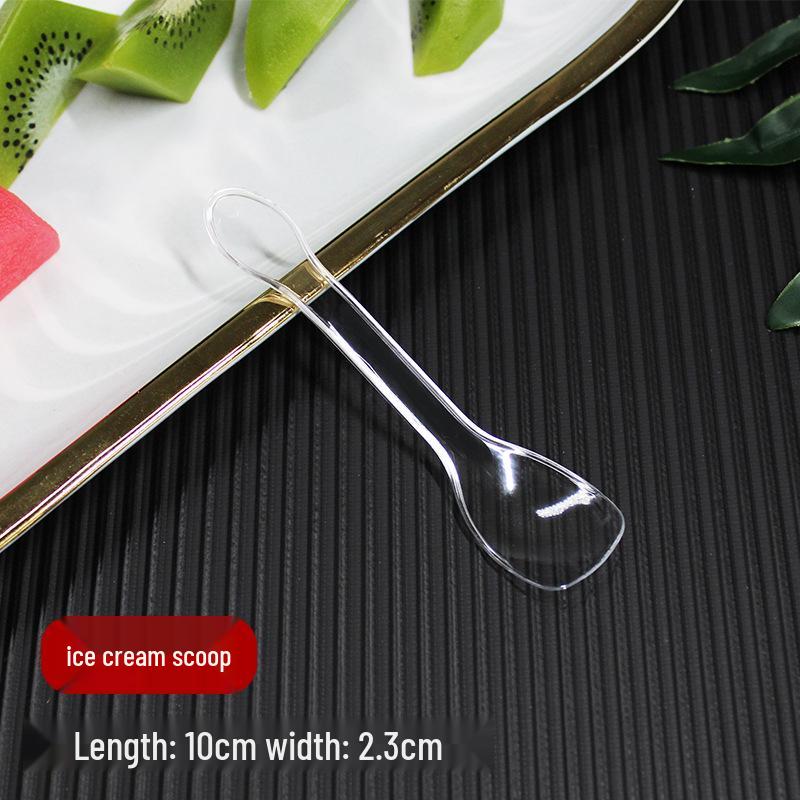 Individually Packaged Transparent Disposable Tasting Spoons for Ice Cream, Yogurt, and Pudding