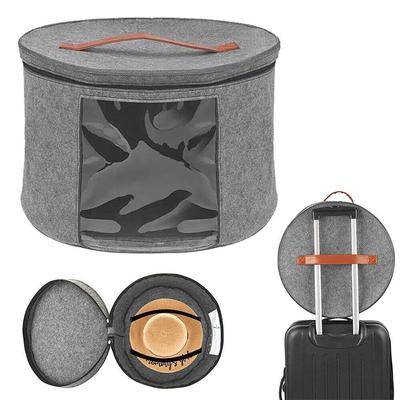Round Hat Storage Box Large Pop Up Hat Box Organizer with Lid for Travel or Home