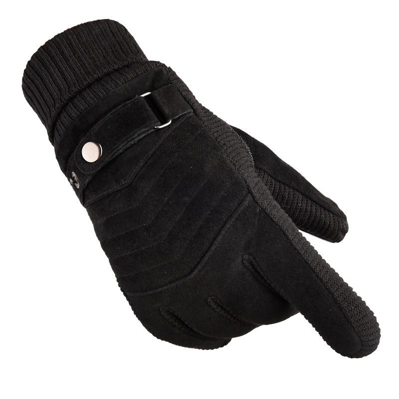 Winter Thermal Gloves Leather Gloves Windproof Motorcycle Electric Vehicle Gloves Winter Outdoor Cold Pigskin Gloves
