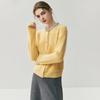 Korean Style Women's Cashmere Cardigan with Rhinestone Neckline, Solid Color, Long Sleeve for Autumn/Winter