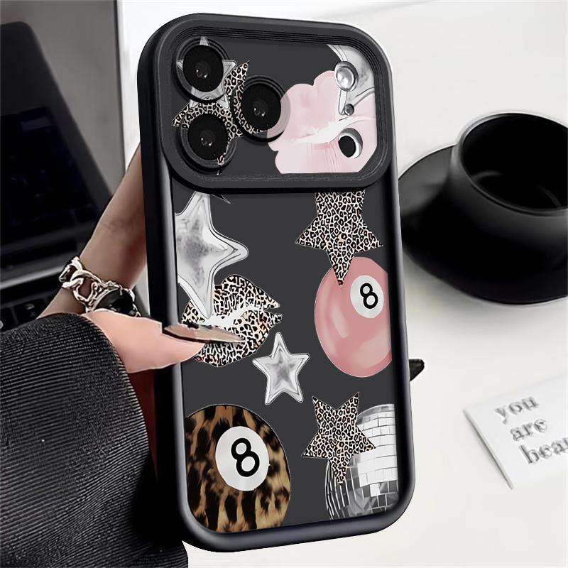 Shockproof Phone Case For iPhone 17 Pro Max Leopard Print Stars Billiards Silicone Cover For iPhone 16 Pro Max Cover iPhone 15 14 13 12 11 16E