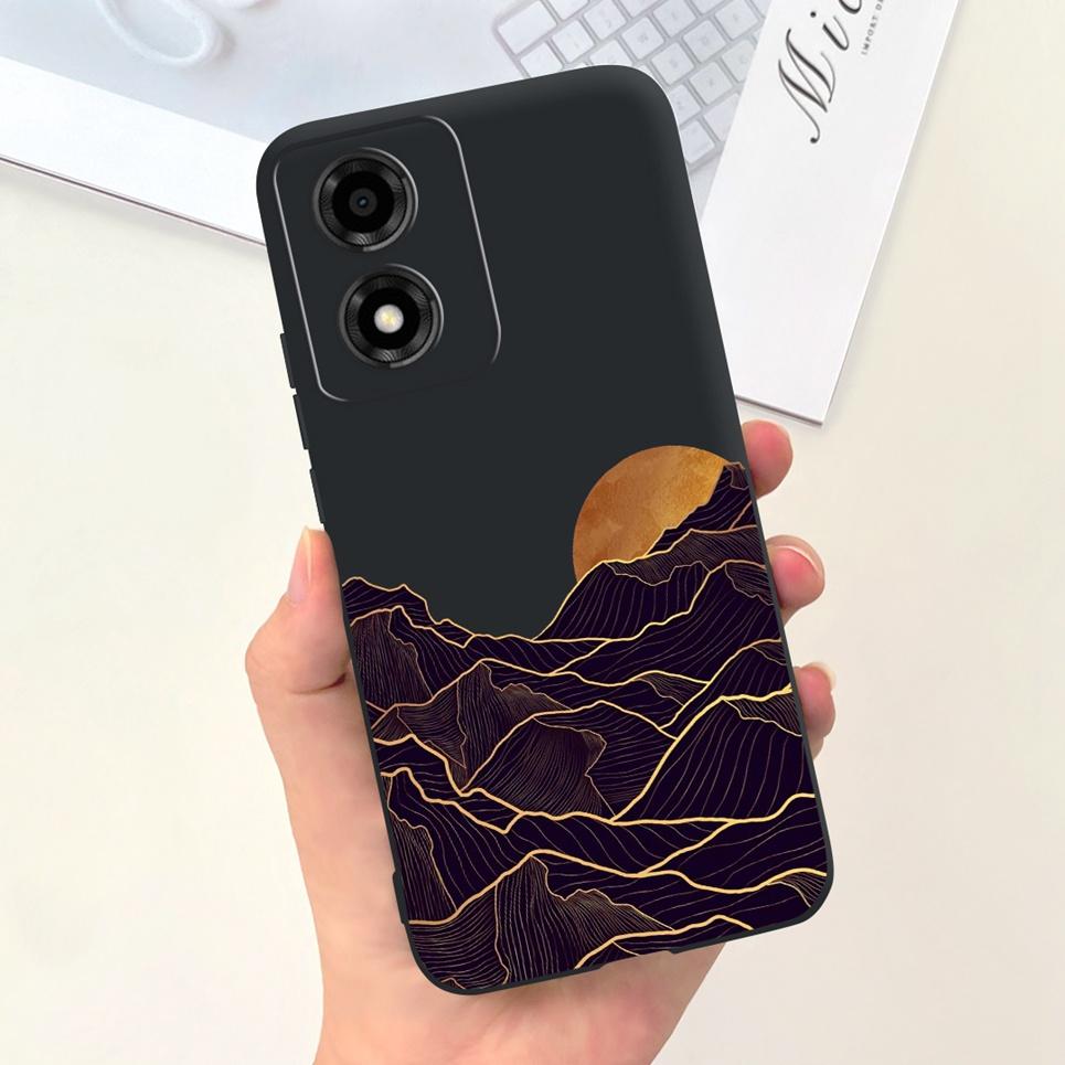 For Moto E14 Motorola Funda Case Cool Cartoon Luxury Painting Phone Case On Motorola E14 4G 6.56" Back Cover Soft Black Silicome
