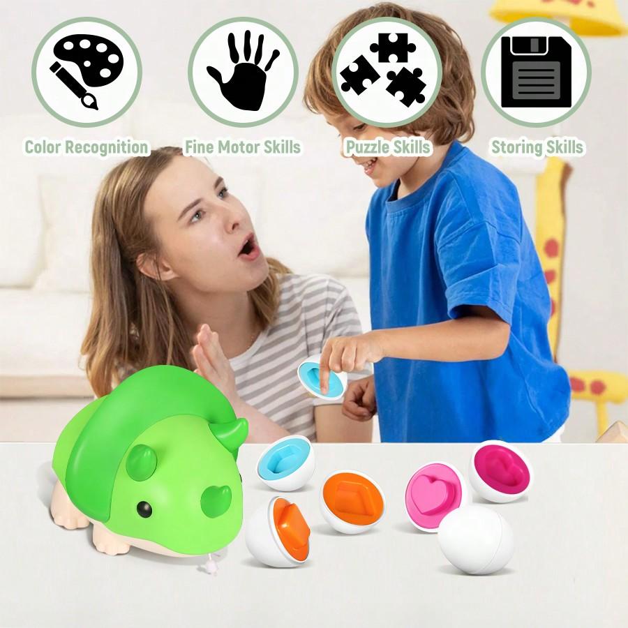 Dinosaur Matching Eggs Toys Fine Motor Toys Toddler Toy For 2 3 Years Old Girls Boys 18 Months Kids 12 PCS Color Eggs Match,Count Eggs Educational Toy
